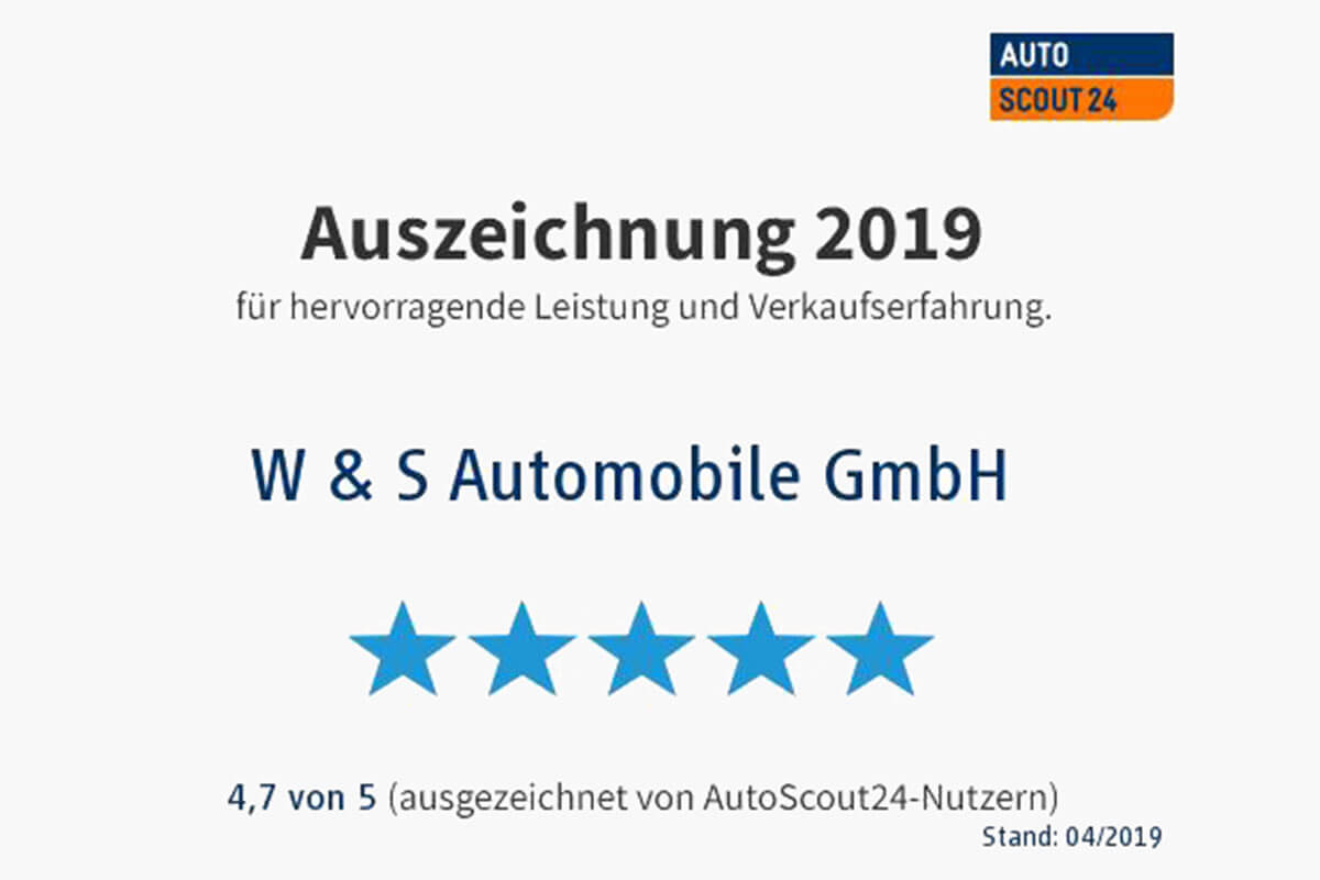 Autoscout 24 Top Händler 2019 - W & S Automobile GmbH